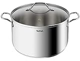 Tefal Intuition XL B8646404 Großer Edelstahl-Kochtopf 28 cm/8 L, Induktion, 5 Jahre Garantie, Premium 18/10 Edelstahl, Größe XL, stabile Griffe, Glasdeckel