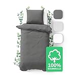 JACOBSON Bettwäsche 135x200 Set - 100% Baumwolle Bettbezug...