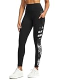 Tuspryt Sport Leggings Damen mit Taschen，Blickdicht Sporthose Damen lang Trainingshose Yogahose Fitnesshose Laufhose Leggings L