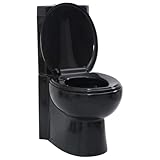 Refined Stand Toilette Bodenstehend Soft Close Sitz Spülkasten WC für Ecke Keramik Schwarz
