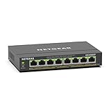 NETGEAR GS308EP PoE Switch 8 Port Gigabit Ethernet LAN Switch PoE+ 62W Plus (Managed Netzwerk Switch PoE mit IGMP Snooping, QoS, VLAN, lüfterloses Metallgehäuse), Schwarz