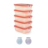 EMSA oneClick Frischhaltedosen, Meal Prep Set 5 x 1,2L, Lebensmittel 2 x länger frisch, 100% dicht, Made in Germany, gefrier-, mikrowellen- und spülmaschinengeeignet, platzsparend, orange, N1231800