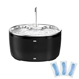 RDJ-DISPENSER Katzenbrunnen,Katzenbrunnen Edelstahl,Trinkbrunnen für Katze 3.2L,Geräuschloser Wasserspender für Katzen,Wasserbrunnen und Aktivkohle,Mehrstufige Filtration,für Cat Katzen und Hunde