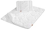 sleepling 194479 Baby Babybetten Set, 4-Jahreszeitenbettdecke Bettdecke 100 x 135 cm und Flachkissen Kopfkissen 40 x 60 cm, Made in EU, Ökotex 100, waschbar 60 Grad