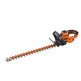 Black+Decker Elektro-Heckenschere (600W, 60 cm Schwertlänge, 25 mm Schnittstärke, Bügel-Zweithandgriff und transparentem Handschutz, für große Hecken) BEHTS501