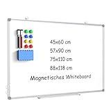 DOLLAR BOSS Magnetisches Whiteboard 57 x 90cm, Magnettafel Magnetpinnwand mit 2 Whiteboard Stifte, 8 Magnete and 1 Whiteboard Radiergummi, für Schule & Haus und Büro