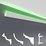 HEXIM LED Stuckleisten Sparpakete - Indirekte Beleuchtung mit Deckenleisten aus PU, leicht & lichtundurchlässig- (10m LED-19) Dekoration Ecke Spot Innen