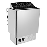 Elektrischer Saunaofen 9KW mit Interner-Integriert-Steuerung 230V Wandmontage für 9m³-Raum 0–110 °C-Temperaturregler 0-3-Stunden-Timer Edelstahl Saunen Sauna Zubehör Kommerziell&Privat Spa-Dusche