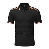 LAOSU Herren Vintage bedrucktes Top Shirt Kurzarm Lose Button Shirts Freizeithemd Bluse Mode Casual Top Kinderuhr Jungen Digital (1-Black, L)