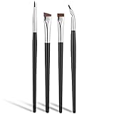 Jassins Eyeliner-Pinsel, fein abgewinkelt, Eyeliner-Pinsel-Set, Präzisionsgel-Eyeliner, ultrafein, gebogener Make-up-Pinsel (4 Stück)