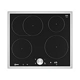 NEFF T56STF1L0 N90, Induktionskochfeld 60 cm, autarkes Glaskeramik-Kochfeld, Twist Pad, Smart Hood Automatic - Intelligente Abzugsautomatik, Powerstufe, Home Connect, Edelstahlrahmen, Schwarz