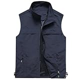 Dünne Softshell-Wanderweste für Herren, leichte Outdoor-Fotografie-Weste, Netzweste, dünne Multi-Taschen, langärmelige Jacke, große Größe, lockerer Pferde-Clip, Cargo-Outwear, Mantel, Outdoor-Top