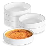 Tewwyler Auflaufförmchen 113 G, Creme Brulee-Auflaufförmchen, Ofenfeste Flache Souffléformen Aus Keramik zum Backen Von Vanillepudding, Quicheformen, 6er-Pack