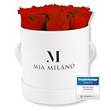 Mia Milano Infinity Rosen Rot für Sie - 3 Jahre haltbar I Valentinstag Deko Geschenk Rosenbox mit 9 echten konservierten Rosen I Handgefertigt in Deutschland