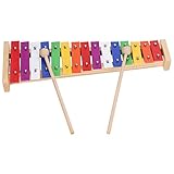 15-Noten-Xylophon, Kindermusikinstrument, farbenfrohes pädagogisches Glockenspiel mit 2 Schlägeln, sicheres Kiefern- und Aluminiumblechdesign für Kleinkinder und Kinder ab 3 Jahren
