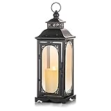 Romadedi Laterne Groß für Draußen - 35cm Schwarz Vintage Windlicht Laternen Deko für Kerzen Hochzeit Kerzenhalter Outdoor Wohnzimmer Tischdeko