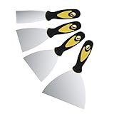 4 Stücke Spachtel Set, Stainless steel scraper Flächenspachtel mit Kunststoffgriff für Tapetenentferner, Trockenbau & Acrylmalerei, (2Zoll; 3 Zoll; 4 Zoll; 5 Zoll)