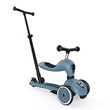 Scoot & Ride Highwaykick 1 Push and Go Kickboard mit Sitz Kinderroller Scooter 2in1 Laufrad mit Lenkstange ab 1 2 Jahren mitwachsend Höhenverstellbar werkzeuglos (Steel)