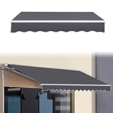 Ausziehbare Markise, Ersatzstoff, grau, Terrassen-Sonnenschutz, Überdachung für Hof, Balkon, 4,1,5 x 4,6 x 3 m, Outdoor-Unterstand (Rahmen nicht im Lieferumfang enthalten)