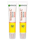 Garnier SkinActive Vitamin C Anti-UV-Flüssigkeit für den täglichen Gebrauch, Anti-Flecken-Glow, LSF 50+, ausgleichend, feuchtigkeitsspendend, geschützte und strahlende Haut, 2 Flaschen à 40 ml