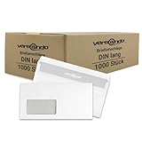 versando 1.000 Briefumschläge DIN lang mit Fenster mF selbstklebend sk Fensterbriefumschläge 22 x 11 cm weiß