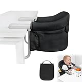 TWOLIIN Tischsitz Babystuhl Sitzerhöhung, Sitzhilfe für Kinder, Tragbarer Hochstuhl Kinder Reisestuhl für zu Hause und Unterwegs, Boostersitz mit Rutschfest Klemmen und Sitztasche, Schwarz