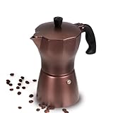 ROSSETTO Espressokocher Italienische Braun Kaffeekanne Aluminiumguss Exspresso mit transparentem Deckel Isolierter Griff