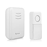 Byron DBY-22311 Funk-Türklingel-Set mit Namensschild – 16 Melodien – bis zu 150 Meter Reichweite – bis zu 6 Türklingeln anschließbar – 5 Stufen Lautstärke – Klingel und Klingeltaster mit Batterie