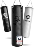 FIGHTR® Boxsack gefüllt/ungefüllt - extrem robust & langlebig | Boxsack Set inkl. 4-Punkt-Stahlkette für Boxen, Kickboxen, MMA, Muay Thai und weitere Kampfsportarten
