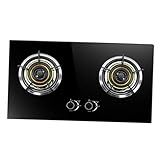 THEGA Gehärtetes Glas Gaskocher - Gaskochfeld, Gaskochfeld Mit 2 Brennern, Leicht Zu Reinigender Gasherd Für Den Hausgebrauch, Küchenherd Mit Einstellbarer Flammengröße (Size : NG)