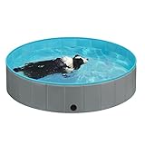 EUGAD Hundepool für kleine Hunde, faltbares Planschbecken, Hundebadewanne, Swimmingpool, 80x20cm Grau 0005GYYC