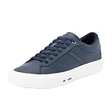 Tommy Hilfiger Herren Sneaker Low aus Leder, Blau (Desert Sky), 44