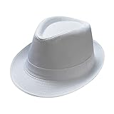 Sonnenhut Dunkelblau Kinder Unisex- für Männer und Frauen im britischen Stil, einfarbig, Jazz-Hut, Sonnenhut Roter Sonnenhut (White, One Size)