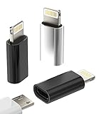 Micro-USB-Buchse auf Lightning-Stecker, 3 Stück, Android-Ladekabel-Anschluss, Anschluss für Apple iPhone 11, 12, 13, 14 Pro Max, Mini, XS, SE, 7, 6 x 8 Plus, iPad, Ladekabel, Datensynchronisation
