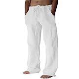 UIFLQXX Daily Waist Casual Pants Trousers Mid Full Solid Length Pocket Herren Drawstring Herren Pants Relaxed Fit Cargohose für Männer, weiß, 31-35