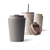 MAMEIDO Thermobecher 350ml, dichter Kaffeebecher to go aus Edelstahl doppelwandig isoliert, auslaufsicher, Coffee to go Becher warmhaltend (Taupe Grey, 0,35l)