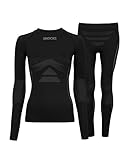 Snocks Mädchen Thermo Set Gr. L I Wärmende Thermounterwäsche für Damen I Ski, Jogging, Spatzieren oder für die Freizeit ideal geeignet I Funktionsshirt Frauen Langarm und Funktionshose Set I Schwarz