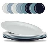 BEWOS 8 Stück Teller, 9.3 inch Unzerbrechliches Speiseteller, Plastikteller aus PP, Dauerhafte Big Camping Teller für Salat Pasta Party Haus, Mikrowellen & Spülmaschinenfest
