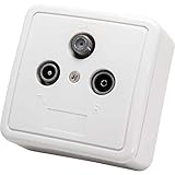 VIVANCO Antennen Durchgangsdose, kompatibel mit DVB-C/BK/CAT V, 862 MHz, Anschlussdämpfung: 14 dB, IEC R-Anschluss: 87,5