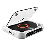 Tragbarer, wiederaufladbarer CD-Player mit Lautsprechern, Anti-Skip-Technologie für reibungsloses Audioerlebnis zu Hause oder im Auto (2,331.7 cm Weiß)