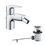 GROHE StartEdge, Bidetarmatur, wassersparend (WC Dusche für die Toilette im Bad, Kugelgelenk-Mousseur, mit Zugstangen-Ablauf, 13cm hoch, mit 3in1 Werkzeug, einfache Installation), chrom, 23345001