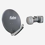 Fuba Sat Anlage 2 Teilnehmer | Satellitenschüssel Komplettset - DAA 650 A Sat-Schüssel 60x65cm Alu anthrazit + Fuba DEK 217 Twin LNB 2 Teilnehmer (DVB-S2, HDTV, UHD 4K/8K, 3D) mit LTE-Störfilter