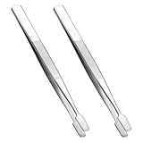 Stempel Pinzette, 2 Stück Briefmarken Pinzette aus rostfreiem Stahl Tweezers für Modellbau & Basteln (Silber)