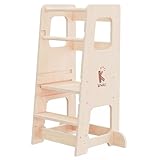 KYWAI® Montessori Lernturm ab 1 Jahr – 2-in-1 Learning Tower & Tisch – Lernturm ab 2 Jahre, höhenverstellbar, sicheres & stabiles Design aus Holz für Küche & Bad