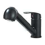 Wasserhahn Küche Ausziehbar Armatur Küchenarmaturen Herausziehbare Brause Schwarz Armaturenset Hochdruck Lang Ausziehbar 360° Drehbare mit 2 Sprühmustern Edelstahl