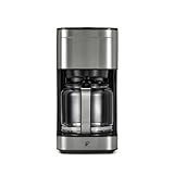 Tchibo Filterkaffeemaschine „Let‘s Brew Elegant“, für bis zu 10 Tassen Filterkaffee, 1,25L Aroma-Glaskaraffe, Edelstahl-Warmhalteplatte, Tropf-Stopp, Abschaltautomatik, Edelstahlfarben