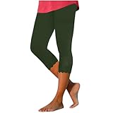 befristetes angebot heute amazon Capri Leggings Damen 3/4 Lang Yogahose High Waist Blickdicht Jogginghose Sommer Baumwolle Sporthose Kurze Elegant Sommerhose Casual Einfarbig Strandhose Sweathose