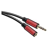 EMOS Klinkenkabel Stereo 3,5 mm Jack, Klinke und Buchse (M-Stecker/F-Stecker), 2,5 m AUX-Kabel/Audiokabel für iPhone, Smartphone, iPad, Tablet, MP3-Player, Stereoanlege, Kopfhörer, schwarz