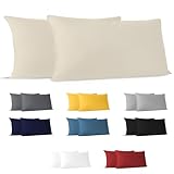 Kissenbezug 40 x 80 (Set mit 2) - 100% Jersey Baumwolle 150 g/qm Kissenbezüge -Beige - Für Kissen 40 x 80 cm - Kissenhülle - Kissenbezug - Resistent und Hypoallergen - Dreamzie