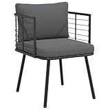 LAPOOH Gartensessel mit Kissen Schwarz Poly Rattan, Gartenstühle, Gartenmöbel, Balkonstuhl, Garten Stühle, Terrassenstühle, Balkonmöbel - 4108259